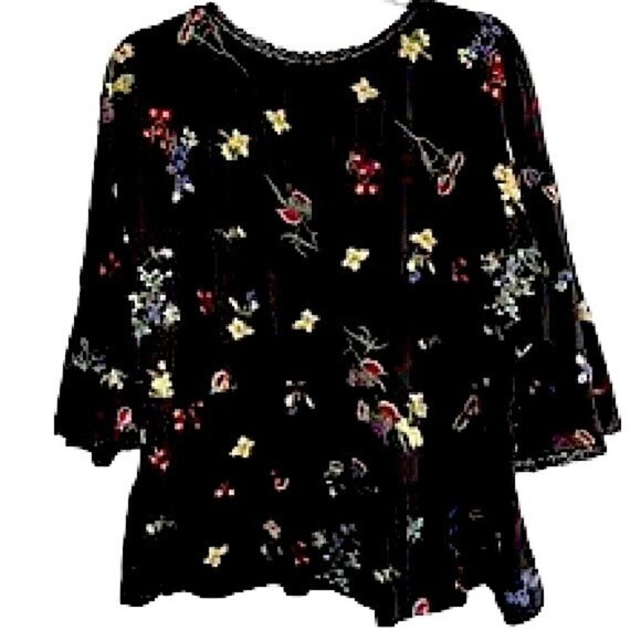 Anthropologie Parvati Floral Boho Embroidered Top Size Medium - Picture 2 of 15